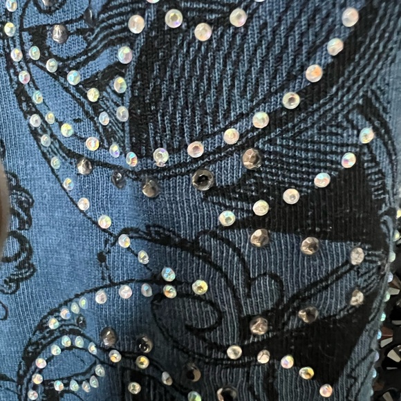 Vocal Rhinestones/Crystal Embellished Blue Cross Tank Top Sz Medium - Picture 8 of 12